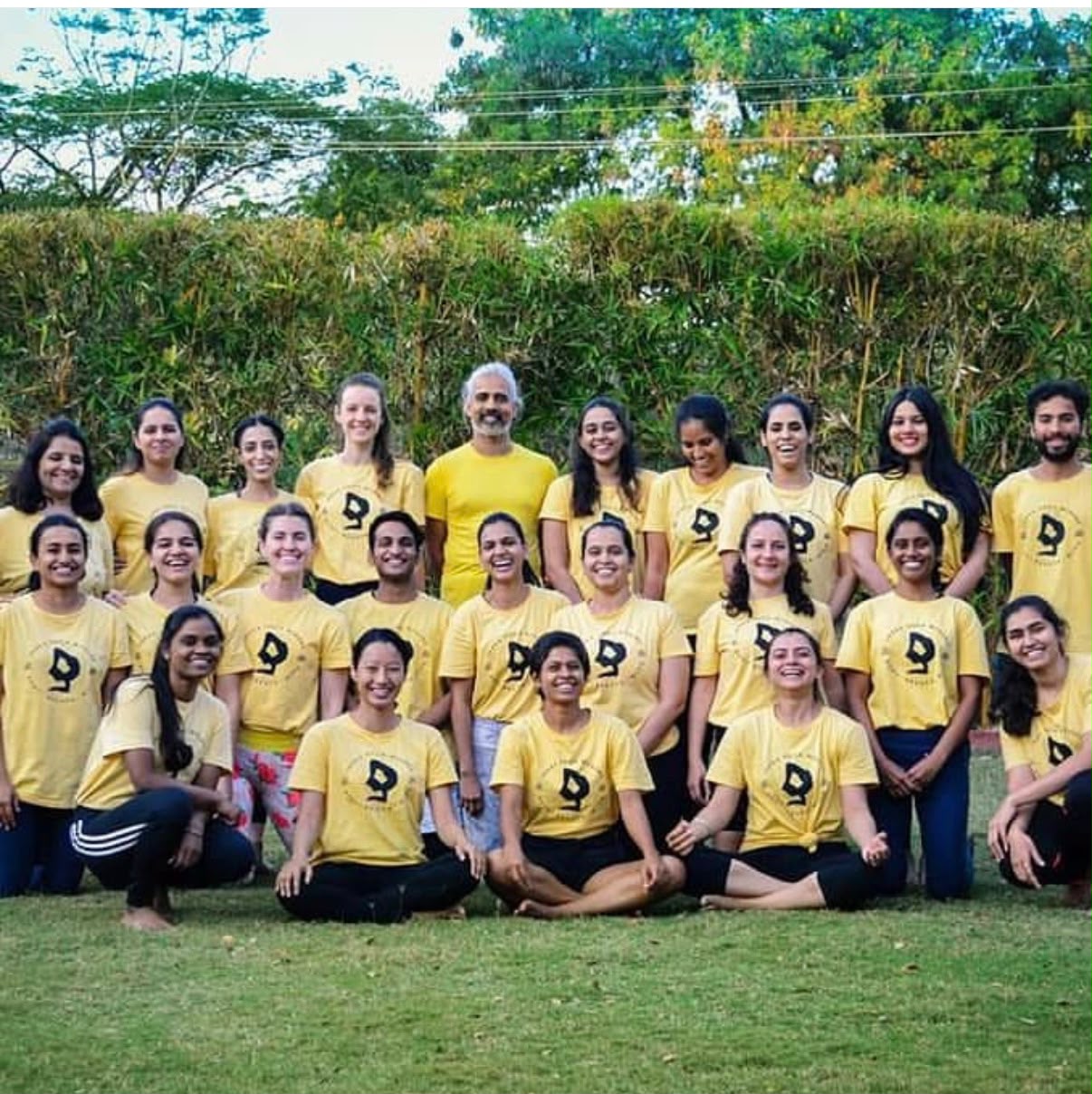 Yoga teacher training graduation batch — completing formal training under senior teachers