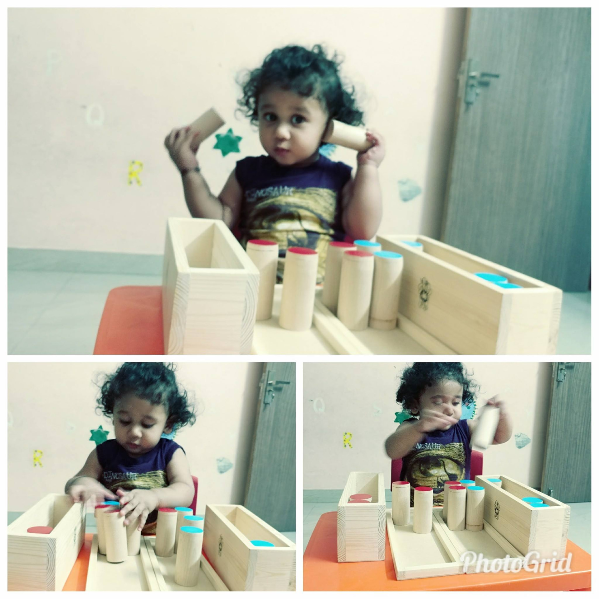 A toddler deep in independent Montessori work — the calm, focused play this masterclass helps you create at home